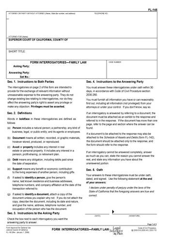 Form Interrogatories San Diego Divorce Lawyers Bickford Blado Botros