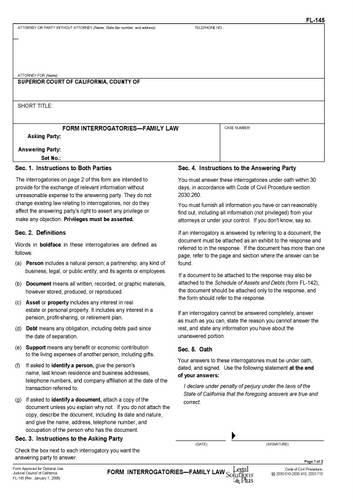 Form Interrogatories
